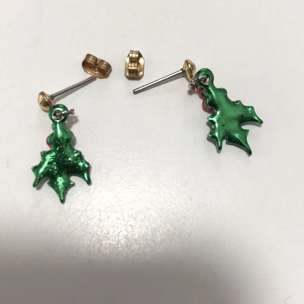 Christmas holly earrings